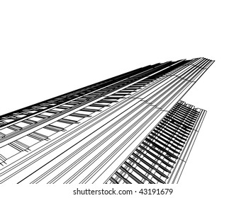 3d sketch monochrome architecture