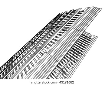 3d sketch monochrome architecture