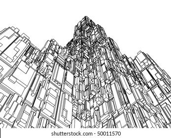 3d sketch monochrome architecture