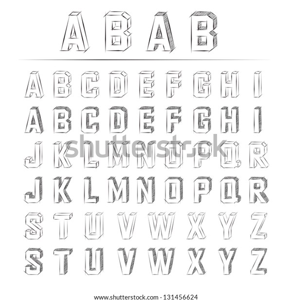 3d Sketched Alphabet Stock Vector (Royalty Free) 131456624 | Shutterstock