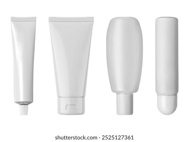 3d Hautpflege Creme Tube Mockup Set einzeln auf weißem Hintergrund. Realistische Creme Tube Kollektion