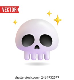 3D skull emoji isolated on white background. Vector illustration.