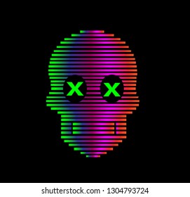 3D skull icon purple vivid colors duotone vector background