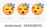 3d Sleeping emoji face , Snoring emoticon with eyes closed sleep emotion with zzz	
