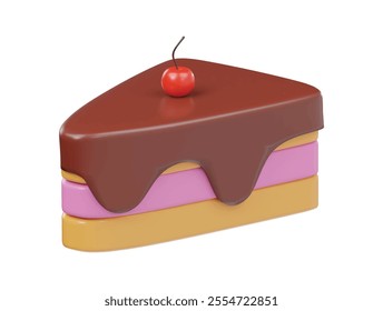 3d slice cake icon rendering illustration
