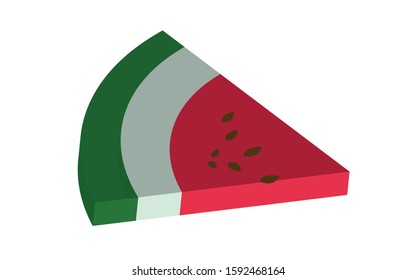 3d Sliced watermelon vector illustration icon.