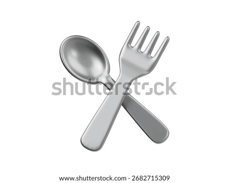 3d sliver fork and spoon icon render illustration