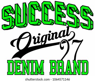 3D; Slogan, Succes desing print for t-shirt graphic, vector