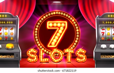 3d slots machine wins the jackpot, Scene background art. Vector illustration