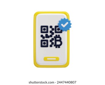 3d Smart phone with qr code scanner verified icon