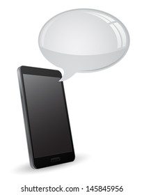 3d smart phone with speech bubble