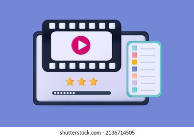 3d Smart Television. View Video Or Listen To The Player. A Stream Or Movie Is Shown On The TV Screen. Digital List, Menu For Program Selection. Watch Online Smart Movie Or Tv. Volume Selection. Vector