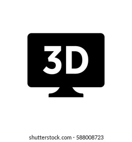 3D smart TV.Monitor sign.flat icon
