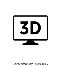 3D smart TV.Monitor sign.flat icon