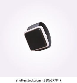 3D smart watch in white color on a pinkish background. Vector illustration.