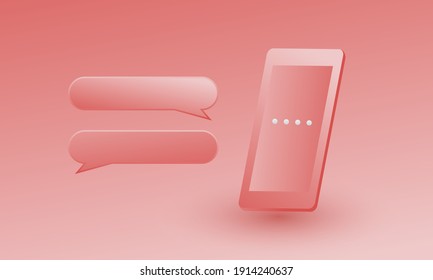 smartphone 3d, un smartphone de estilo tridimensional con burbujas de chat a su lado