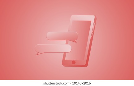 smartphone 3d, un smartphone de estilo tridimensional con burbujas de chat a su lado
