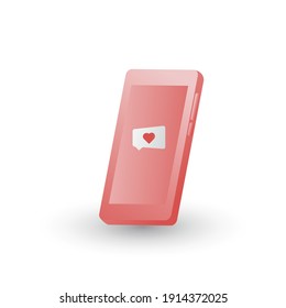 3d smartphone, a smartphone with 3 dimensional style with chat bubbles next to it