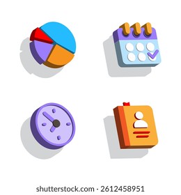 3d Smartphone application icons set. Vector illustration
