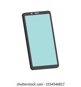 3d smartphone with blue screen in minimal cartoon style