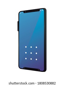 3d smartphone with blue wallpaper design, Cellphone mobile digital and phone theme Vector illustration