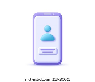 3d smartphone call icon. Render mobile for call center and online customer support concept. Personal assistant service and social media network. 3d cellphone vector cartoon minimal illustration