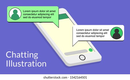 3D Smartphone and Chatting or Social Networking Illustration with Pop Up Bubble Text Vector 