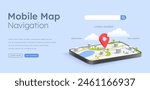 3d smartphone GPS map navigation illustration design