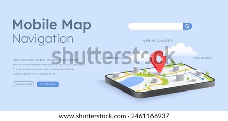 3d smartphone GPS map navigation illustration design