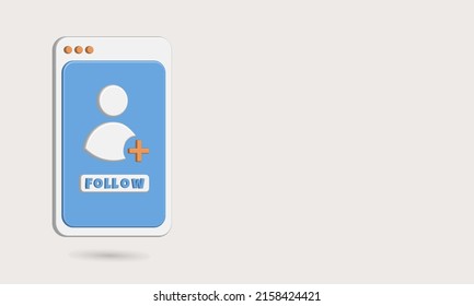 Icono de smartphone 3D ilustrador vectorial caricatura con seguimiento de perfil en medios sociales