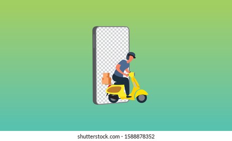 3D smartphone with illustration of flat design delivery order