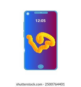 Diseño realista móvil de la Ilustración vectorial del smartphone 3D con la pantalla abstracta de la exhibición del papel pintado aislada en fondo blanco del color