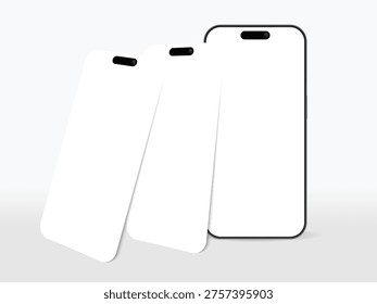 3D Smartphone Mockup Set with Blank Screen Mobile App Screen UI Presentation Frame for App Screen Mobile Game Interface Vector Illustration