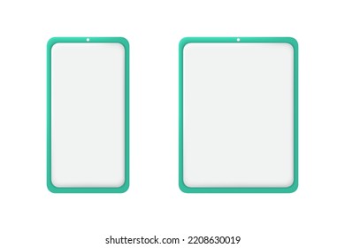 3d smartphone and tablet blank screen. 3d vector icon. Mobile phone and tablet front view. Design for social media or web page.