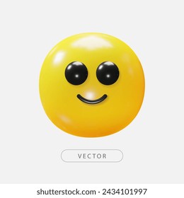 3d smile. Happy face emoji emoticon icon. Smile doodle. Sticker funny happy emoji. 3d render.  Vector illustration.