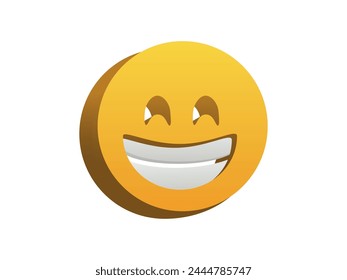 3d smile icon in isometric projection isolated on a white background, vector.