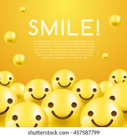 3d Smiley Emoticon And Layout Template : Vector Illustration