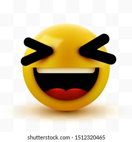 3D smiling ball sign Emoticon Icon Design for Social Network. Grinning emoticon. Emoji, smiley concept. Vector illustration