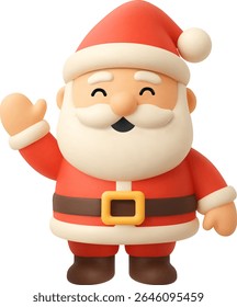 3d smiling cute Santa Claus, isolated on white background. Santa Claus icon in 3d vector