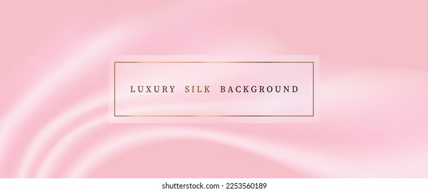 3d smooth pink drapery for premium luxury banners, covers, presentations in cosmetology, medicine, jewelry. Vector illustration silk cloth with copy space.