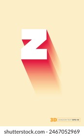  3d smooth shadow text, Isometric font display typeface. Typography Z minimal design. vector illustration eps