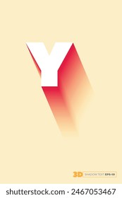  3d smooth shadow text, Isometric font display typeface. Typography Y minimal design. vector illustration eps