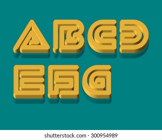 3D Snake Stripe Font Set. A,B,C,D,E,F,G