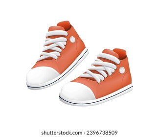 3D sneakers iocn. Sport shoes, sneaker, hiking footwear and other shoes for training. Men's and women's footwear. 3D cartoon sneakers Vector illustration. All elements are isolated