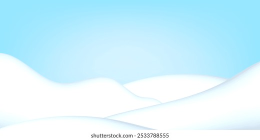 neve 3d e fundo do céu azul. Paisagem de inverno na moda de Natal com ventos de neve