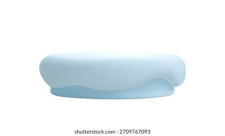 pódio branco de neve 3d. Nevoeiro ondulado, colina, neve, pódio. Ilustração de elemento vetorial para cartaz, cartão comemorativo de inverno, apresentação do produto