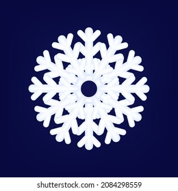 3D-Schneeflocke. Dekorative Feste für Neujahr, Frohe Weihnachten. Eiskristall, gefrorene Oberfläche, winterliche Weihnachtsobjekte. Neujahr, Urlaub, weiß, einzelne Vektorschneeflocke Element.