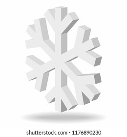 3d snowflake icon. Cold symbol vector illustration. 