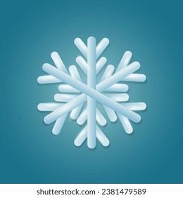 3D snowflake. Realistic meteorology element. Vector symbol of cold, frost. Design element for winter season. Vector graphics.