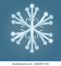 3D snowflake. Realistic meteorology element. Vector symbol of cold, frost. Design element for winter season. Vector graphics.